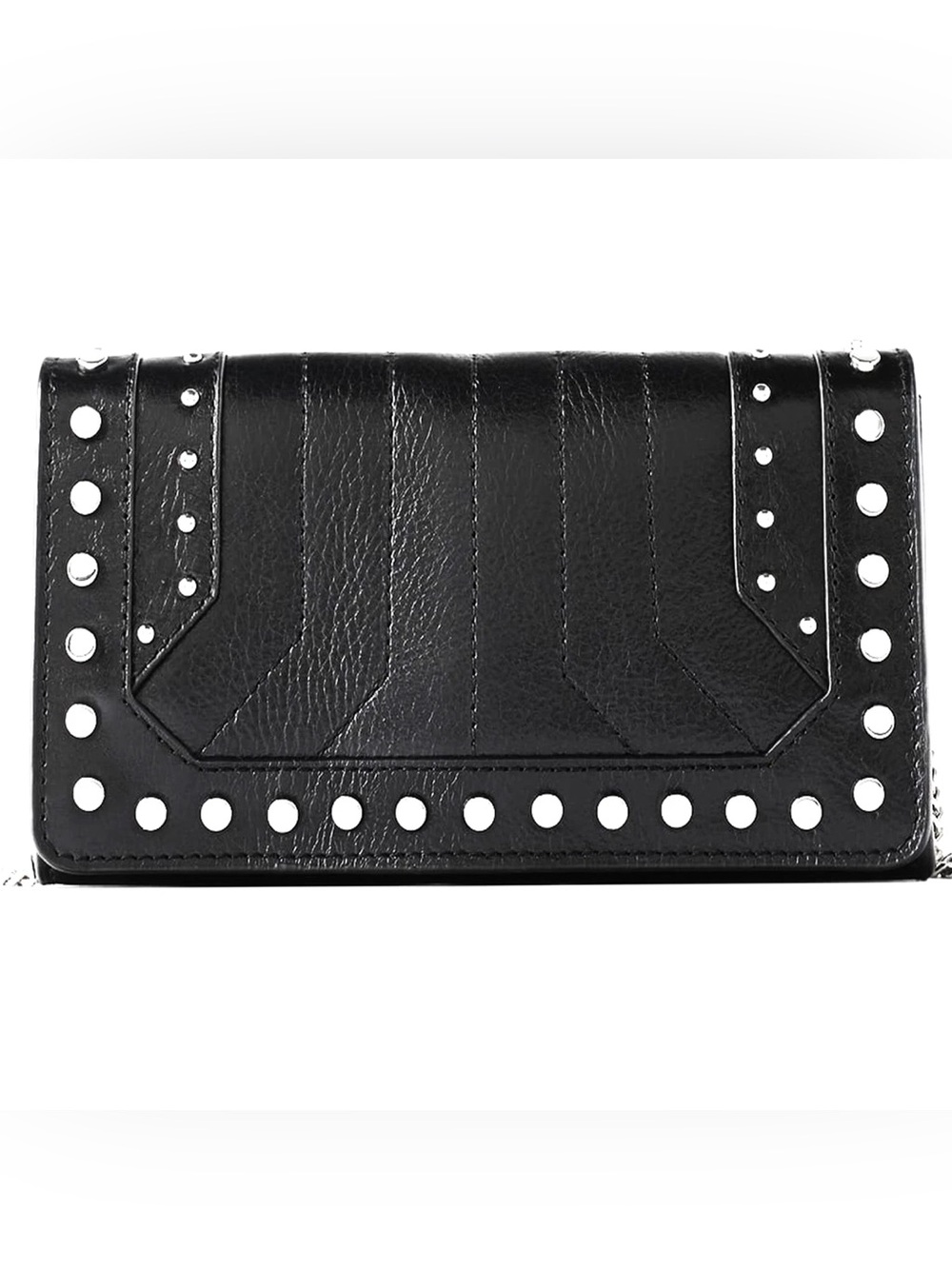 Zara - Rocker Leather Wallet/Crossbody Bag with Silver Stud Details
